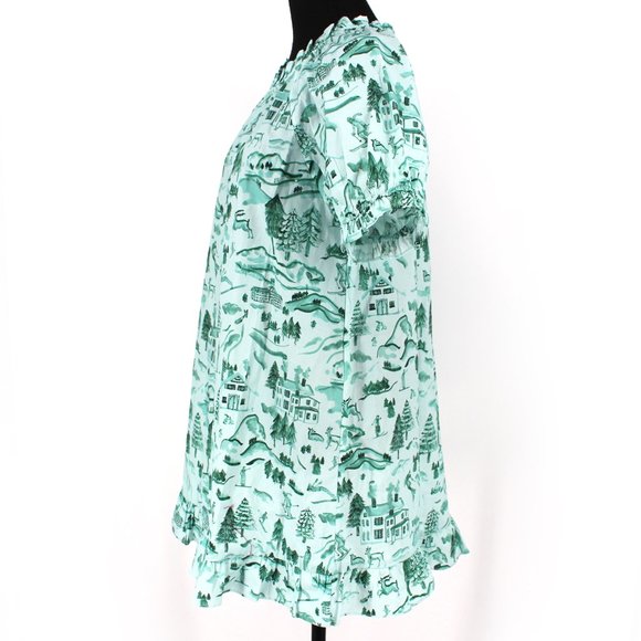 Hill House Home Katherine Nap Dress Ski Chalet Mini Ruffle Trim Green Medium NEW - Picture 6 of 8